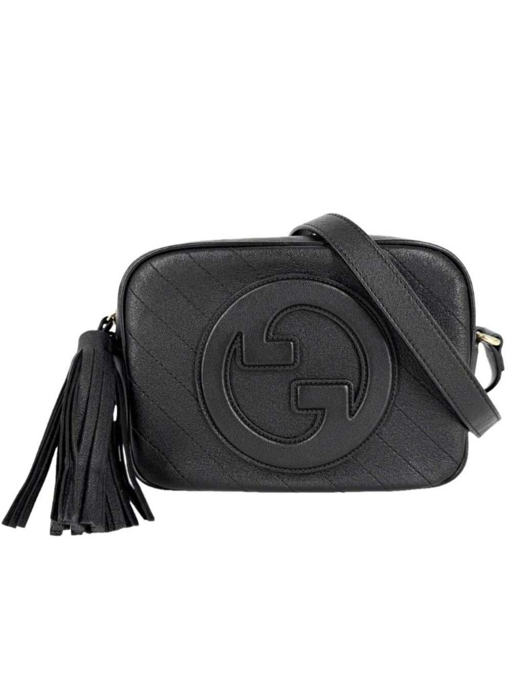 Gucci Shoulder Bag Blondie Interlocking Bag Crossbody Leather Black Gold